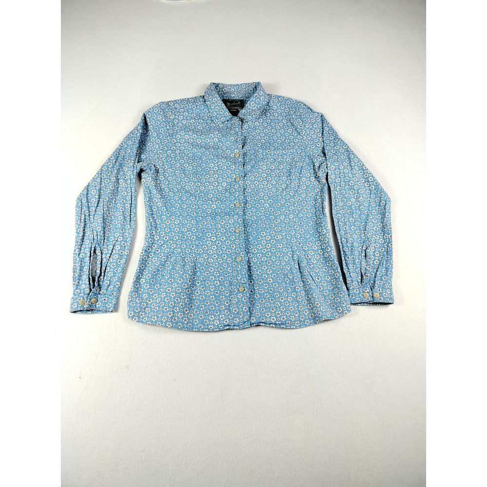 Woolrich Shirt Womens Medium‎ Blue Vintage Floral Gorpcore Cabincore Campcore